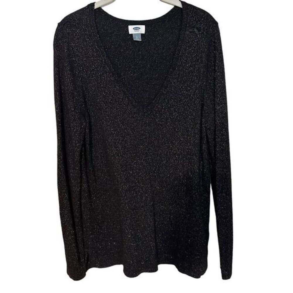 Old Navy Women's Gold‎ Metallic Long Sleeve Sweater Size Large V-Neck